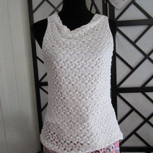 COLDWATER CREEK - SzM - white sleeveless lace top